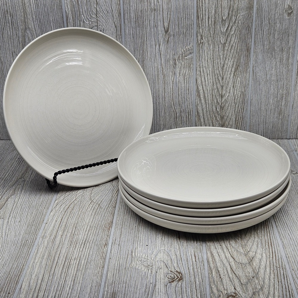 Pottery Barn Joshua Ivory Dinner Plates Set of 5 Cream Stoneware Portugal 10.25"
